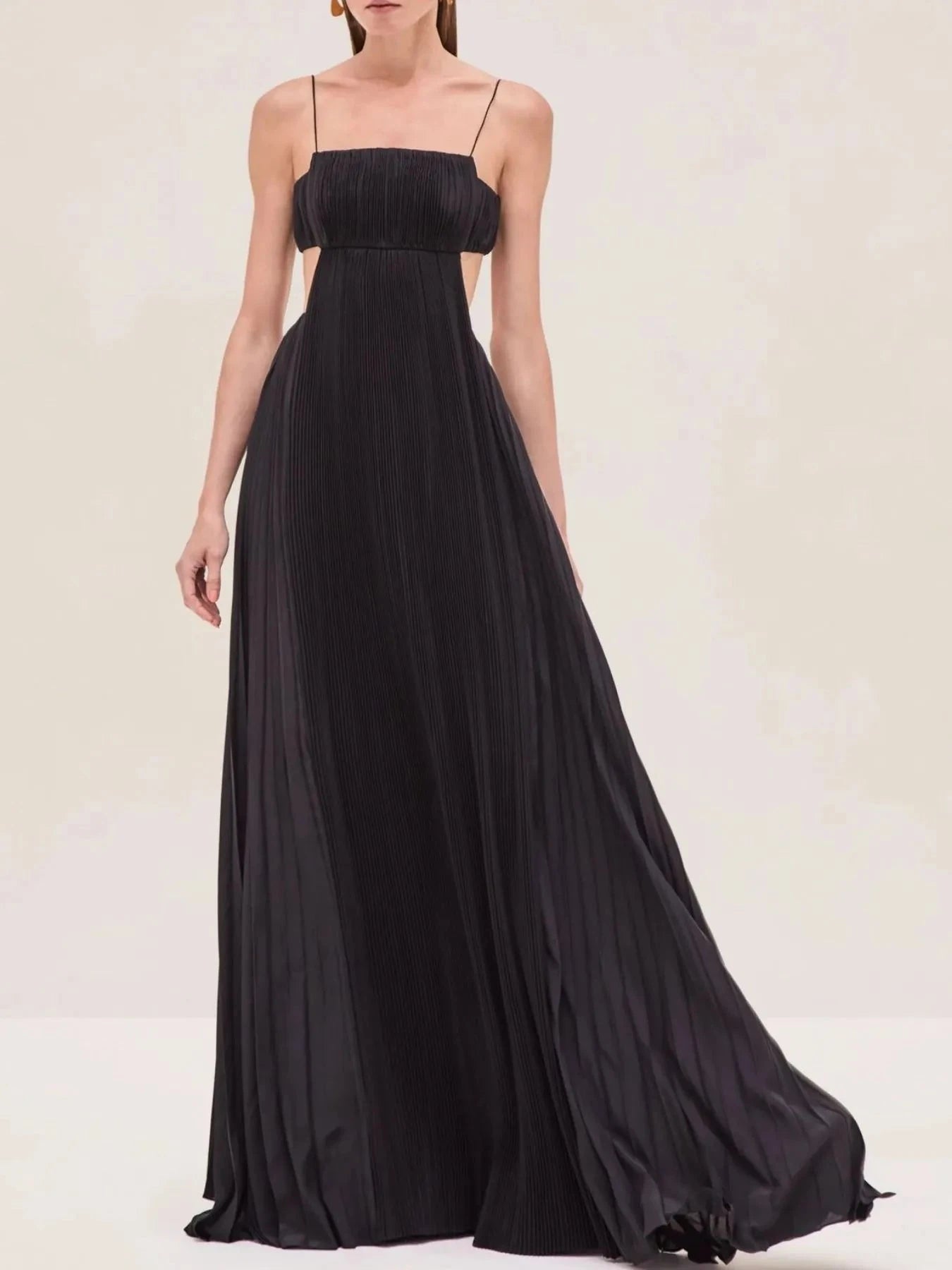 Cutout Ruched Maxi Cami Dress Black / S