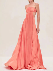 Cutout Ruched Maxi Cami Dress Red / S