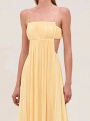 Cutout Ruched Maxi Cami Dress Yellow / S