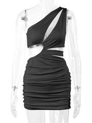 Cutout Single Shoulder Mini Dress
