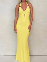 Cutout Twisted Halter Neck Maxi Dress Yellow / S
