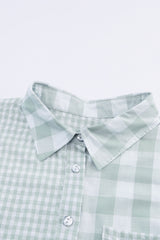 Pocketed Plaid Collared Neck Long Sleeve Shirt