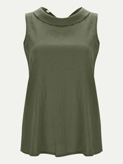Olive green full-size sleeveless top with a rounded neckline and relaxed, flowing silhouette