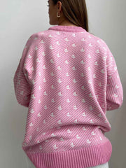 Suéter de manga larga con cuello redondo en contraste