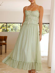 Vestido midi de tirantes con volantes en el bajo Devine Frill