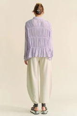 Davi & Dani Ruched All Over Button Front Shirt