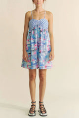 Davi & Dani Tropical Floral Geo Print Tie Back Tube Top Romper