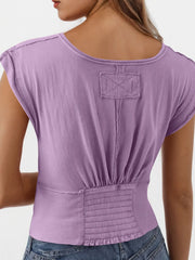 Deep V-Neck Cropped T-Shirt