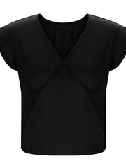 Deep V-Neck Cropped T-Shirt