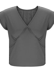 Deep V-Neck Cropped T-Shirt