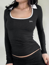 Devine Bow Long Sleeve Slim Knit Top Black / XL