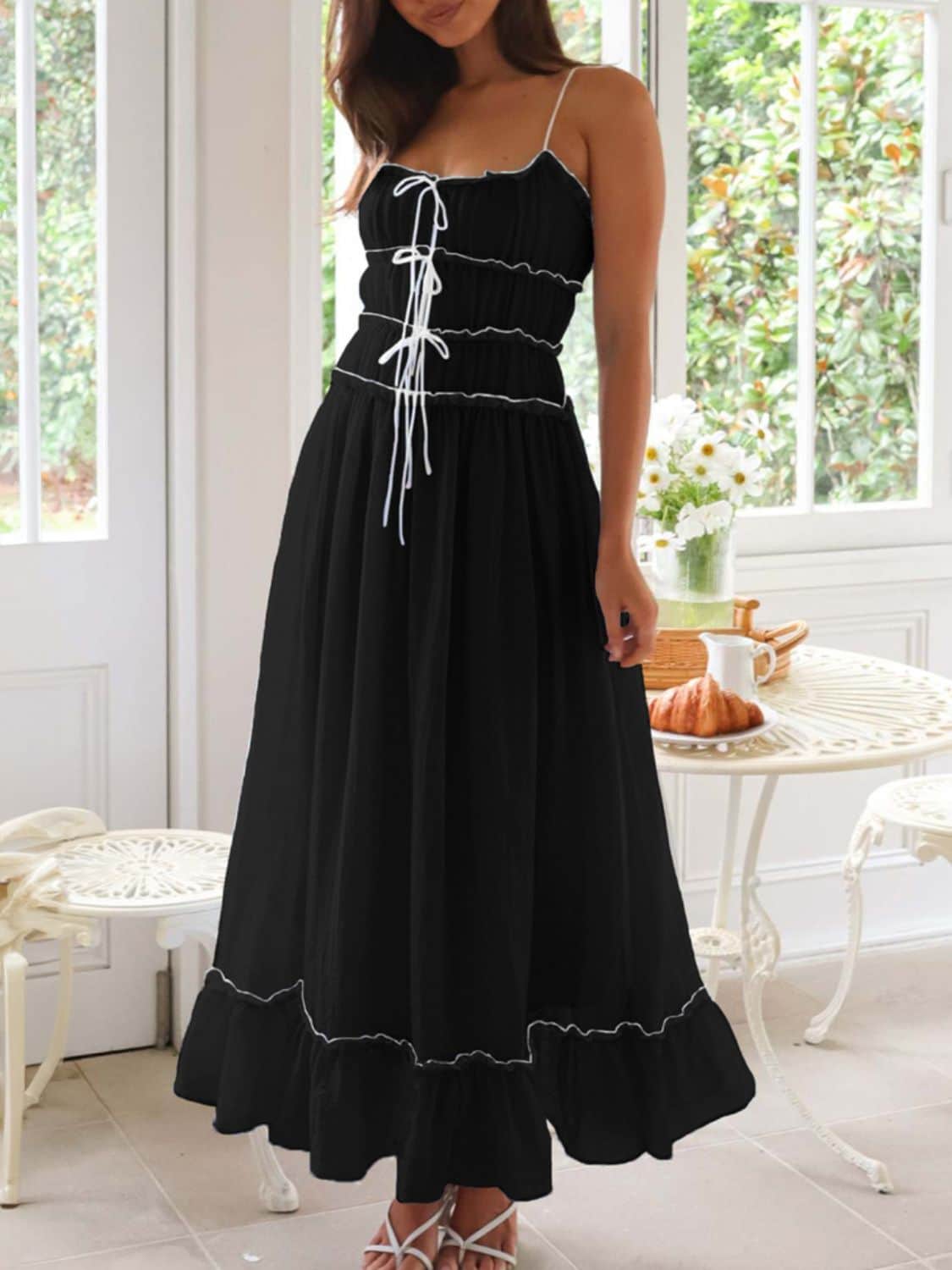 Devine Frill Ruffled Hem Midi Cami Dress