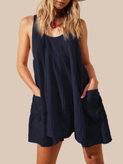 Devine Tied Scoop Neck Wide Strap Mini Dress Navy / S