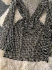 Diamante Flared Sleeves Mini Dress