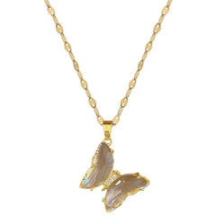 DIEYURO 316L Stainless Steel Butterfly Crystal Pendant Necklace For Women Girl New Trend Luxury Neck Chain Jewelry Gift Party N2162