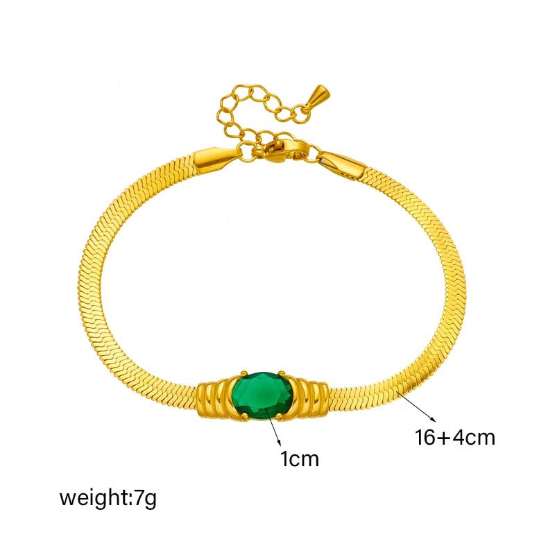 DIEYURO 316L Stainless Steel Oval Green White Zircon Charm Bracelet For Women Girl New Trend Wrist Chain Bangles Jewelry Gift