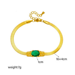 DIEYURO 316L Stainless Steel Oval Green White Zircon Charm Bracelet For Women Girl New Trend Wrist Chain Bangles Jewelry Gift