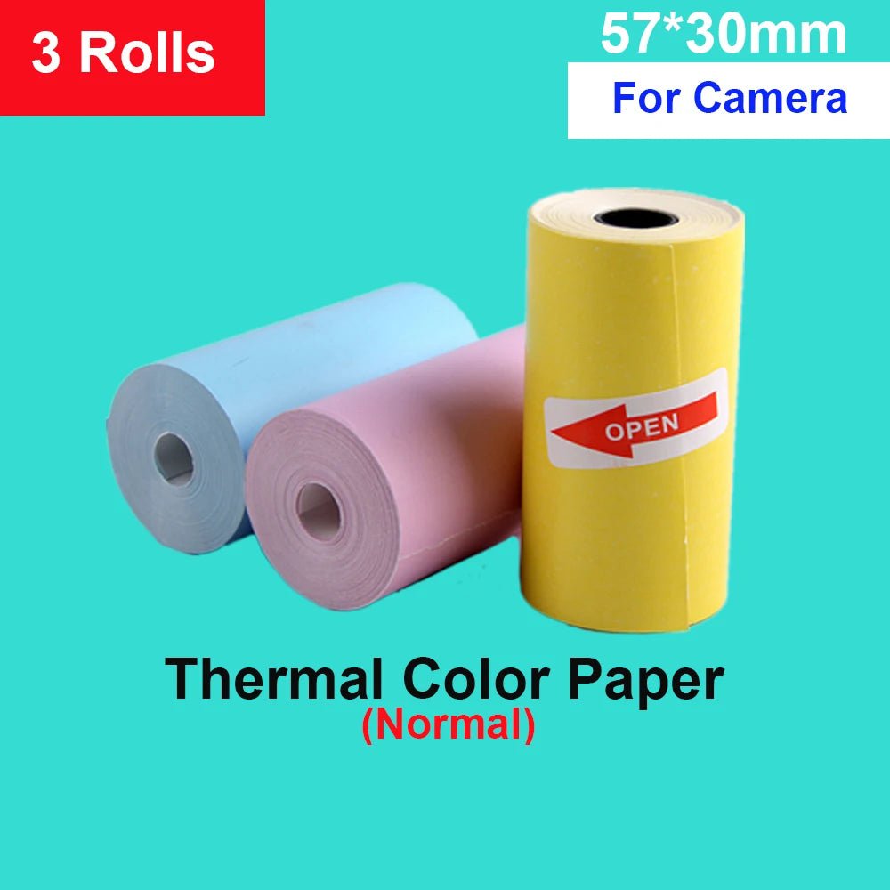 Digital children's camera with instant print photo and mini thermal printer 3 rolls color