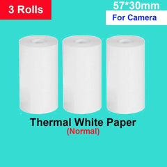 Digital children's camera with instant print photo and mini thermal printer 3 rolls white