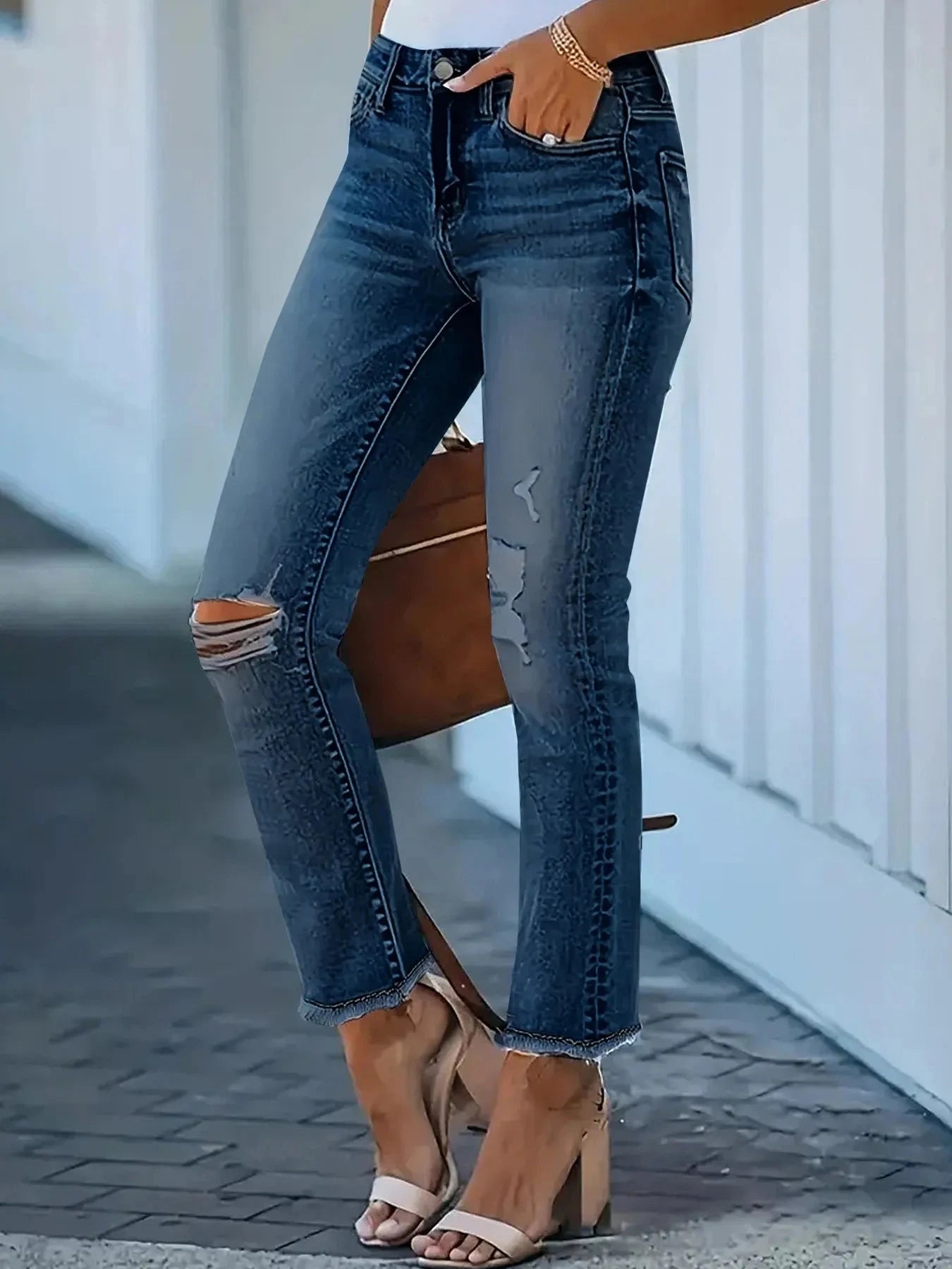 Distressed High-Waisted Skinny Jeans