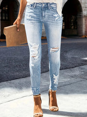 Distressed Skinny Jeans Light Blue / XS