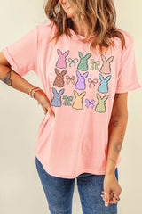 Dotty Bunny Bow Graphic Short Sleeve T-Shirt