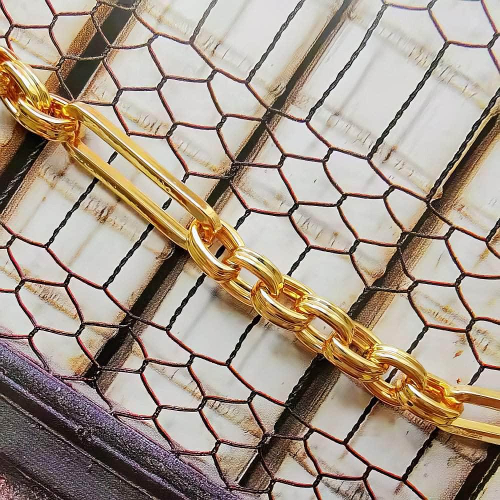 Double Bar Paper Clip Link Chain Necklace Gold / Necklace