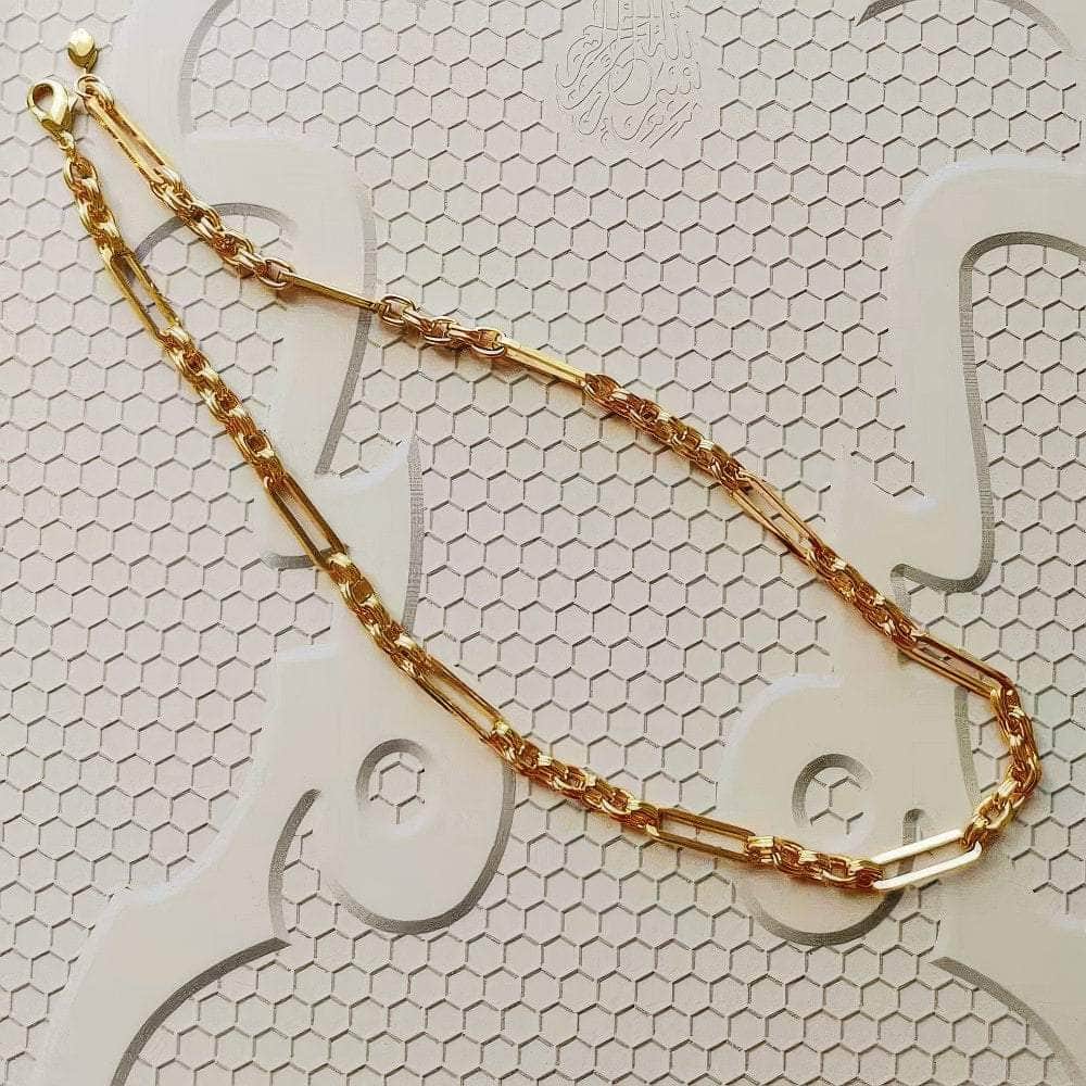 Double Bar Paper Clip Link Chain Necklace Gold / Necklace