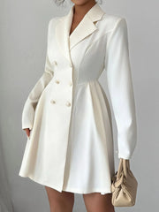 Double-Breasted Blazer Dress with Pleated Detail