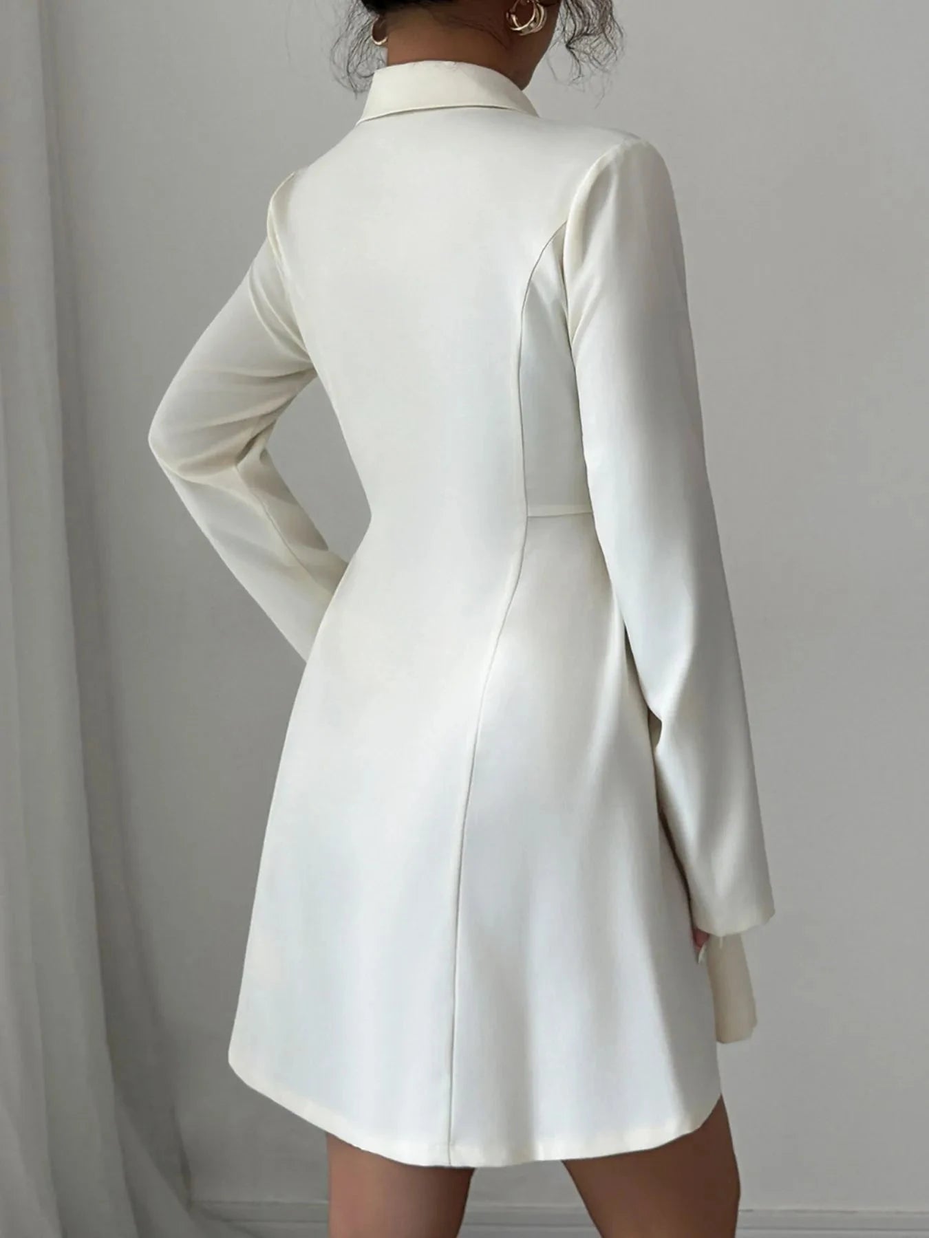 Double-Breasted Blazer Dress with Pleated Detail
