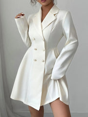 Double-Breasted Blazer Dress with Pleated Detail