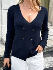 Double-Breasted Knit Cardigan