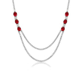 Double Layer Ruby Rhinestone Necklace Red