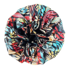 Double-Layer Satin Bonnet Cap: For Hair Extensions, Wigs, Sleep Protection Blue print