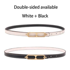 Double-Sided Women's Thin Belt Black-White / 105cm