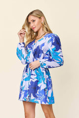 Double Take Full Size Floral Long Sleeve Romper with Pockets