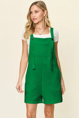 Double Take Full Size Texture Sleeveless Romper Green / S