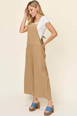 Double Take Full Size Texture Sleeveless Wide Leg Overall