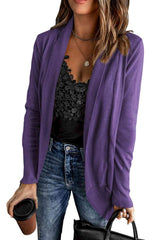 Double Take Long Sleeve Ribbed Hem Open Front Longline Cardigan