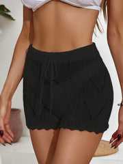 Drawstring Cutout Swim Shorts Black / S