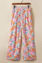 Drawstring High Waist Printed Wide leg Pants