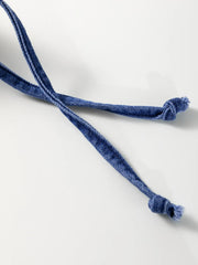 Drawstring High Waist Puff Sleeve Denim Mini Dress