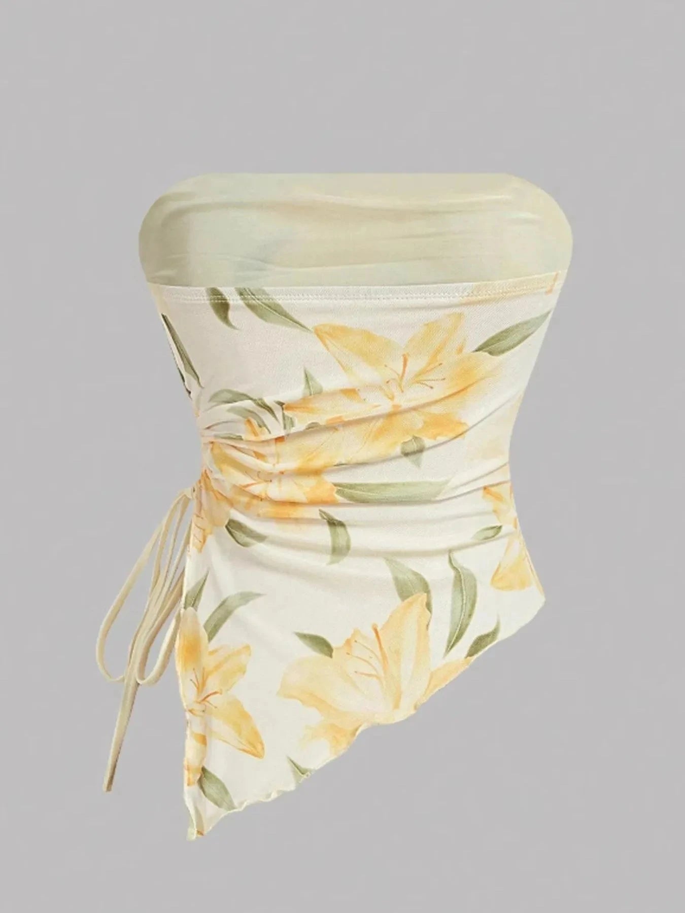 Drawstring Printed Tube Top