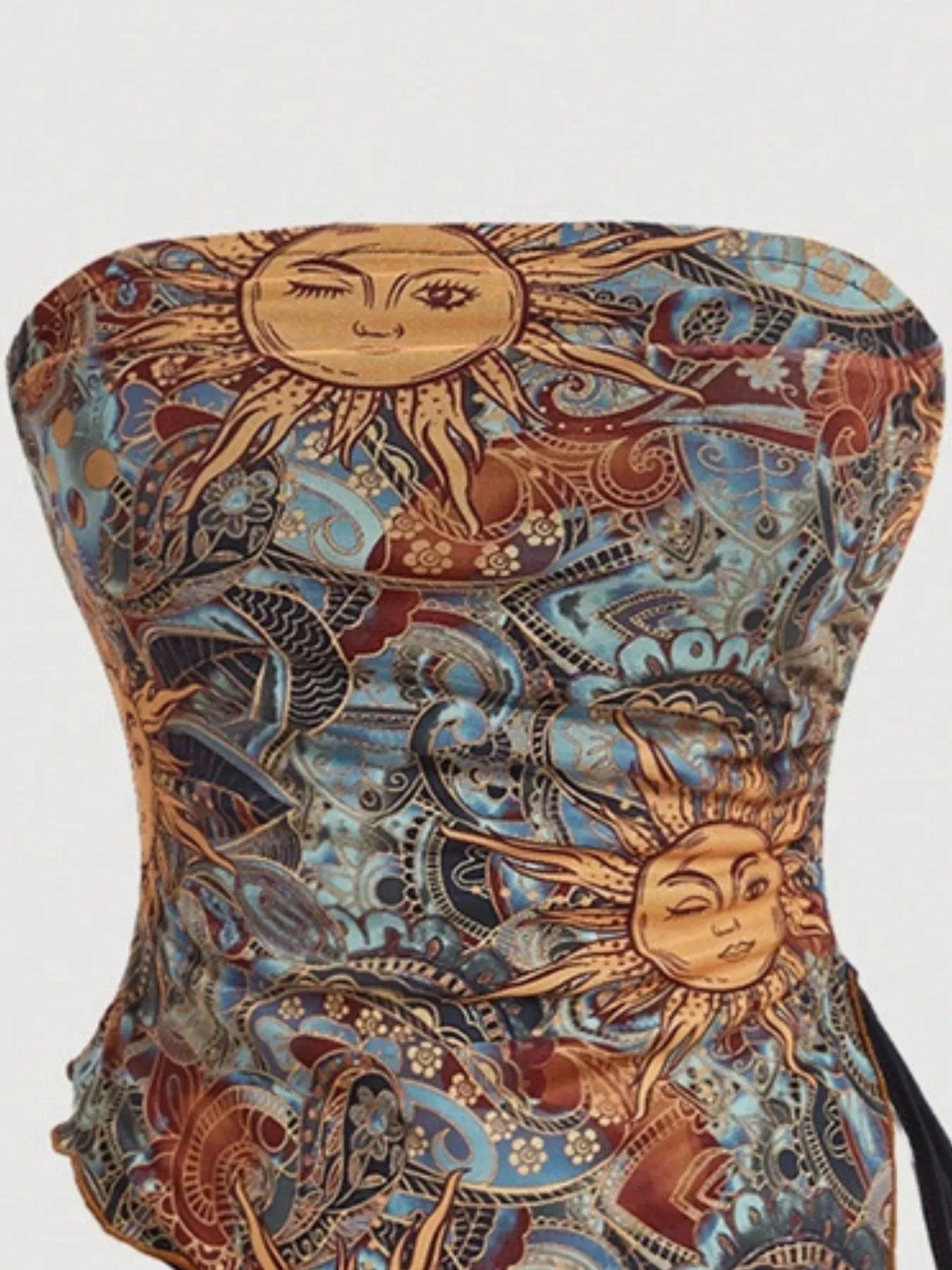 Drawstring Printed Tube Top