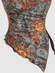 Drawstring Printed Tube Top