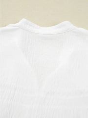 Drawstring Puff Sleeve Tie Neck Blouse