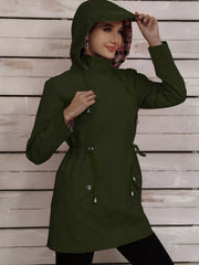 Drawstring Snap-Down Trench Coat
