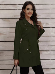 Drawstring Snap-Down Trench Coat