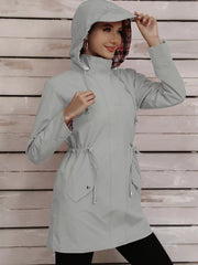Drawstring Snap-Down Trench Coat
