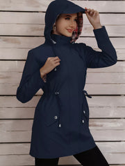 Drawstring Snap-Down Trench Coat